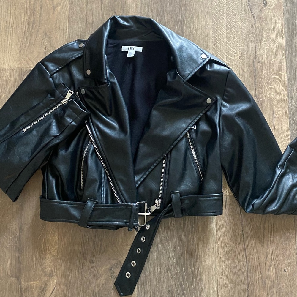 Crop Vegan Leather Jacket